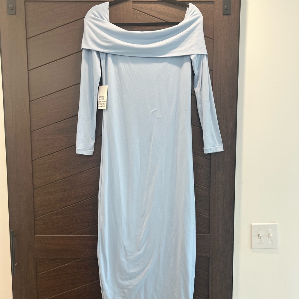 Elegant Off-Shoulder Blue Dress